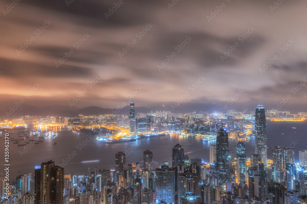 Victoria Harbor of Hong Kong,modern Asian city.