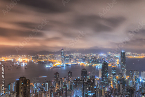 Victoria Harbor of Hong Kong,modern Asian city.