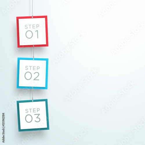 Infographic 3 Steps In 3d Hanging Signs Template A