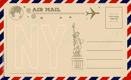 Vintage postcard with Statue of Liberty