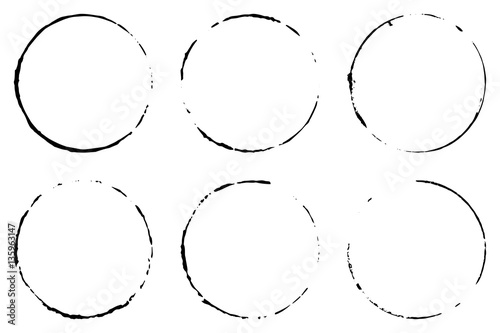 Vector set of cofee ring stains. Grunge style design element