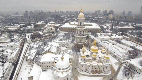 aerial view Kiev-Pechersk Lavra in winter, Kiev , Ukraine.