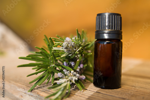 Fototapeta Naklejka Na Ścianę i Meble -  Rosemary oil in small glass bottle