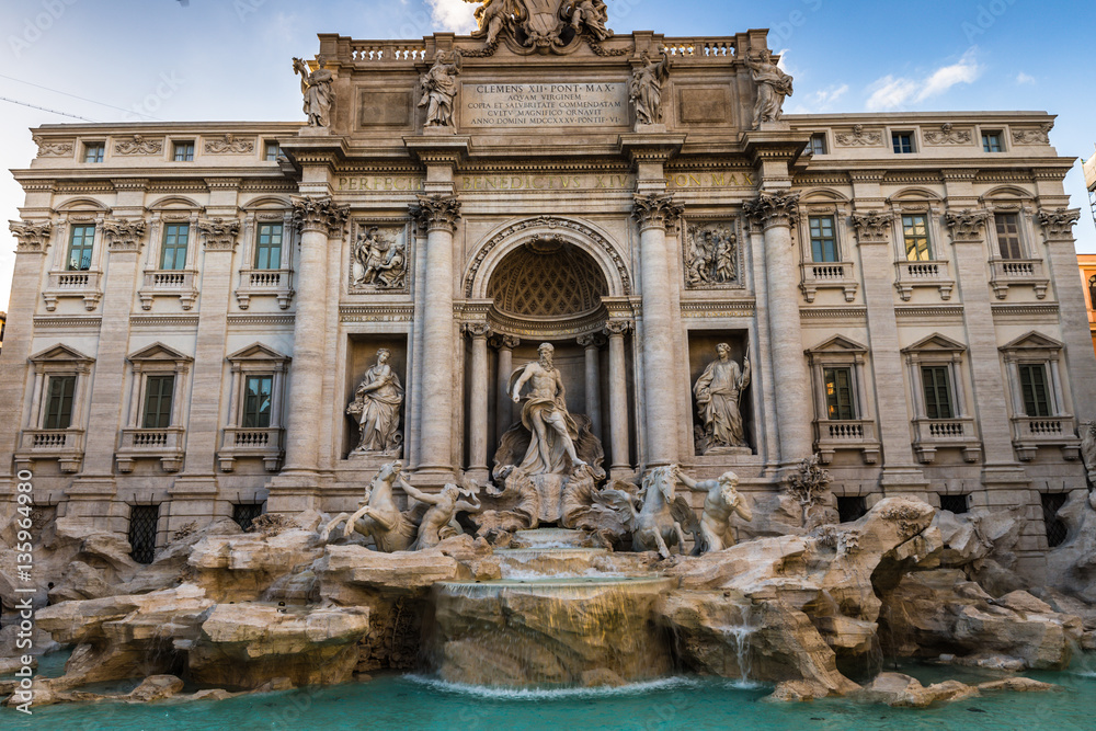 May 30, 2016: Facade of the Trevi Fountain , Rome