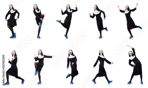 Nun isolated on the white background