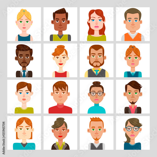16 male and female avatar set