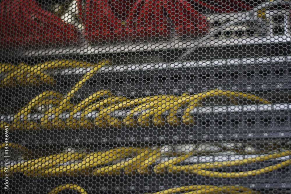 Network panel, switch and cable in data center, ethernet cables, server ...