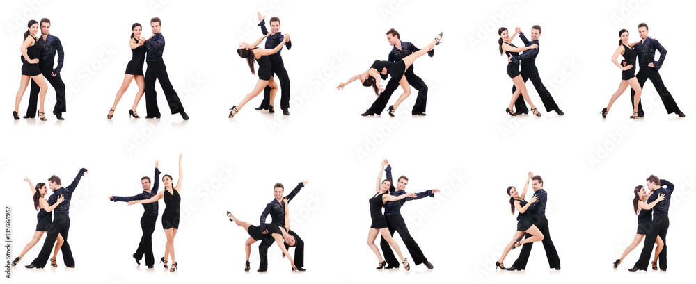 Pair of dancers isolated on the white - obrazy, fototapety, plakaty 