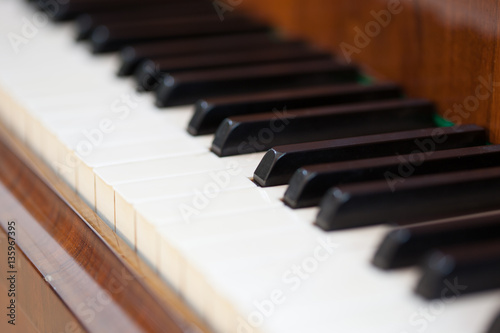 Close-up image of piano keyboard