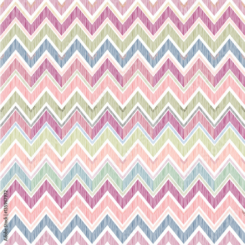 Abstract geometric tiled pattern. Fabric doodle line ornament. Linear zig zag texture. Seamless ornamental zigzag background