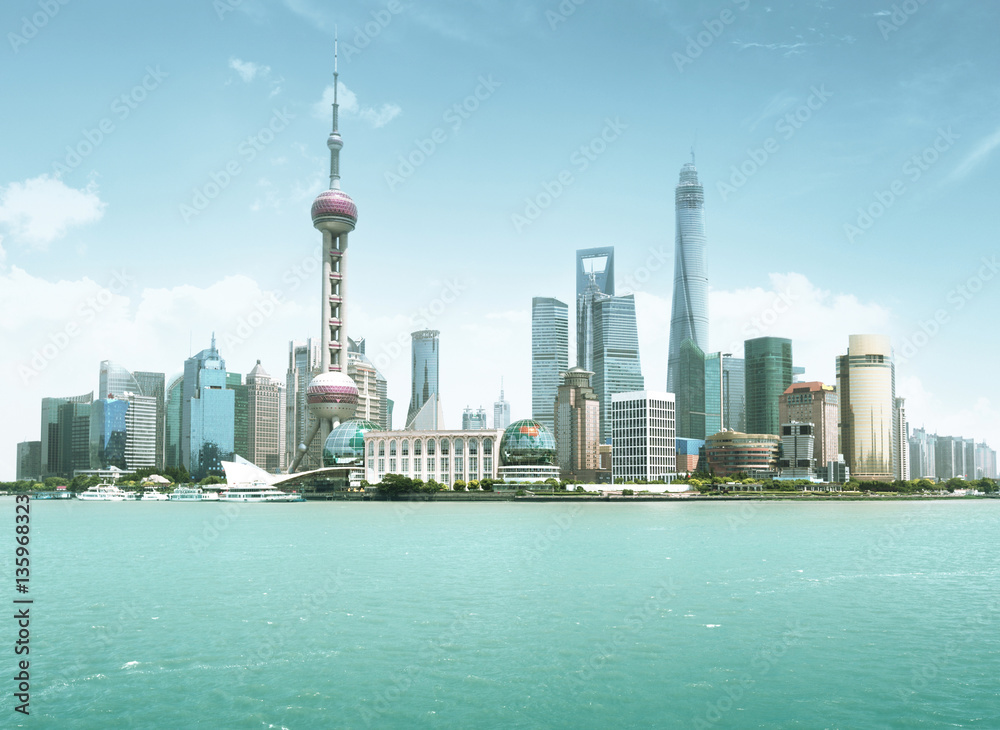 Shanghai skyline in sunny day, China