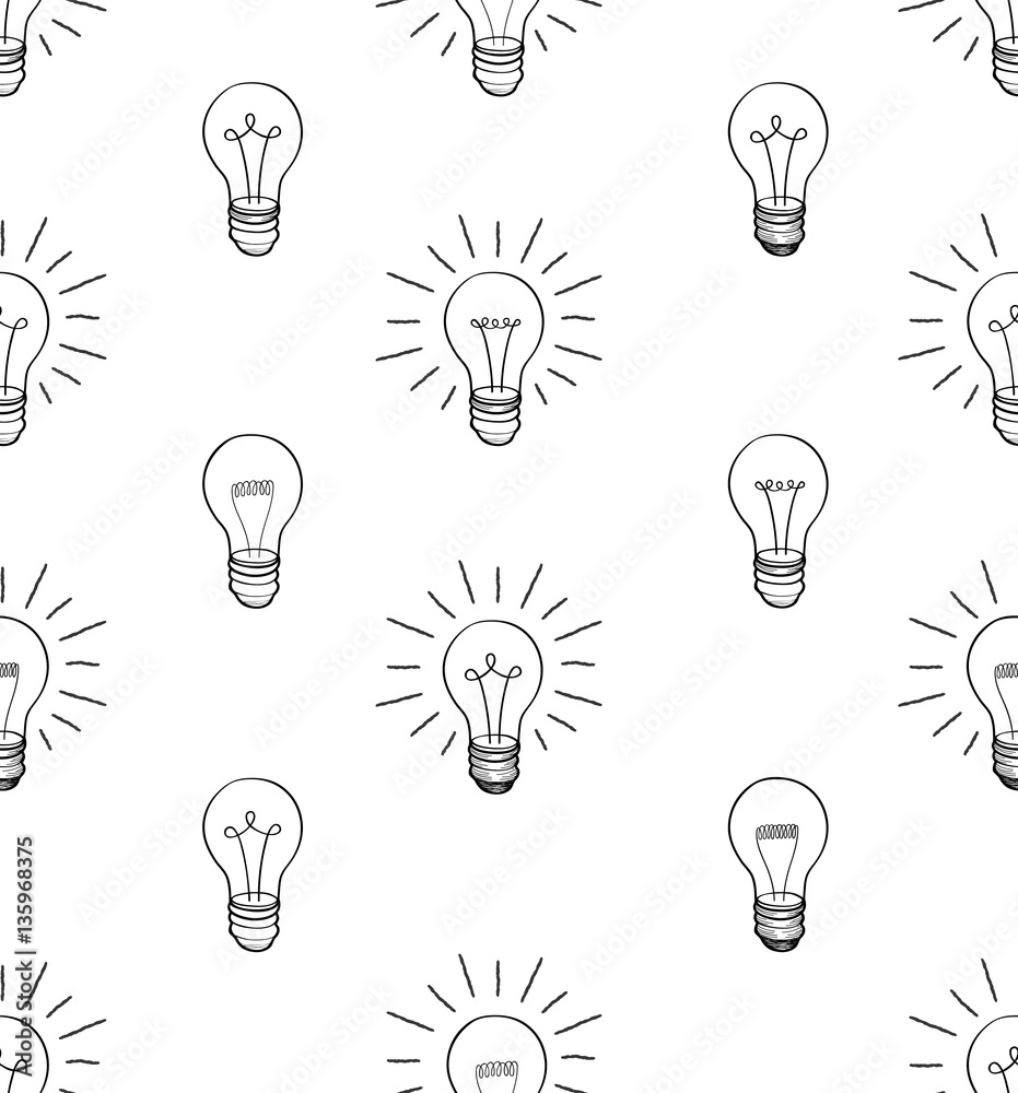 Bulb isolated over white background. Electric lamp seamless pattern Bulb isolated over white background. Electric lamp seamless pattern