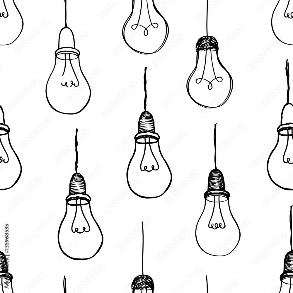 Bulb isolated over white background. Electric lamp seamless pattern Bulb isolated over white background. Electric lamp seamless pattern