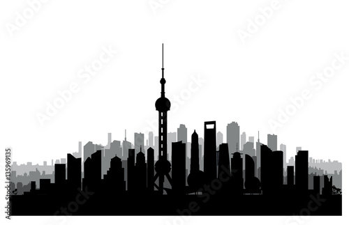 Shanghai city skyline. Chinese urban landscape. Shanghai citysca photo