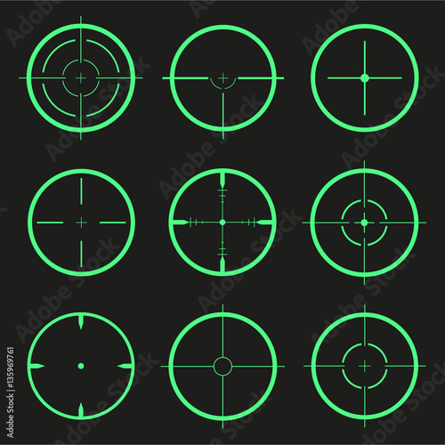 Target set icons sight sniper symbol isolated, crosshair and aim vector illustration stylish for web design EPS10