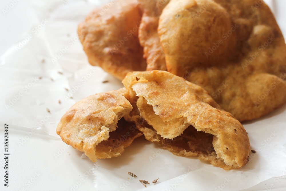 Mangalore Bun / Sweet Banana Poori, selective focus