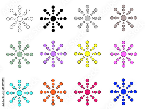 circle icon, symbols in variant colours