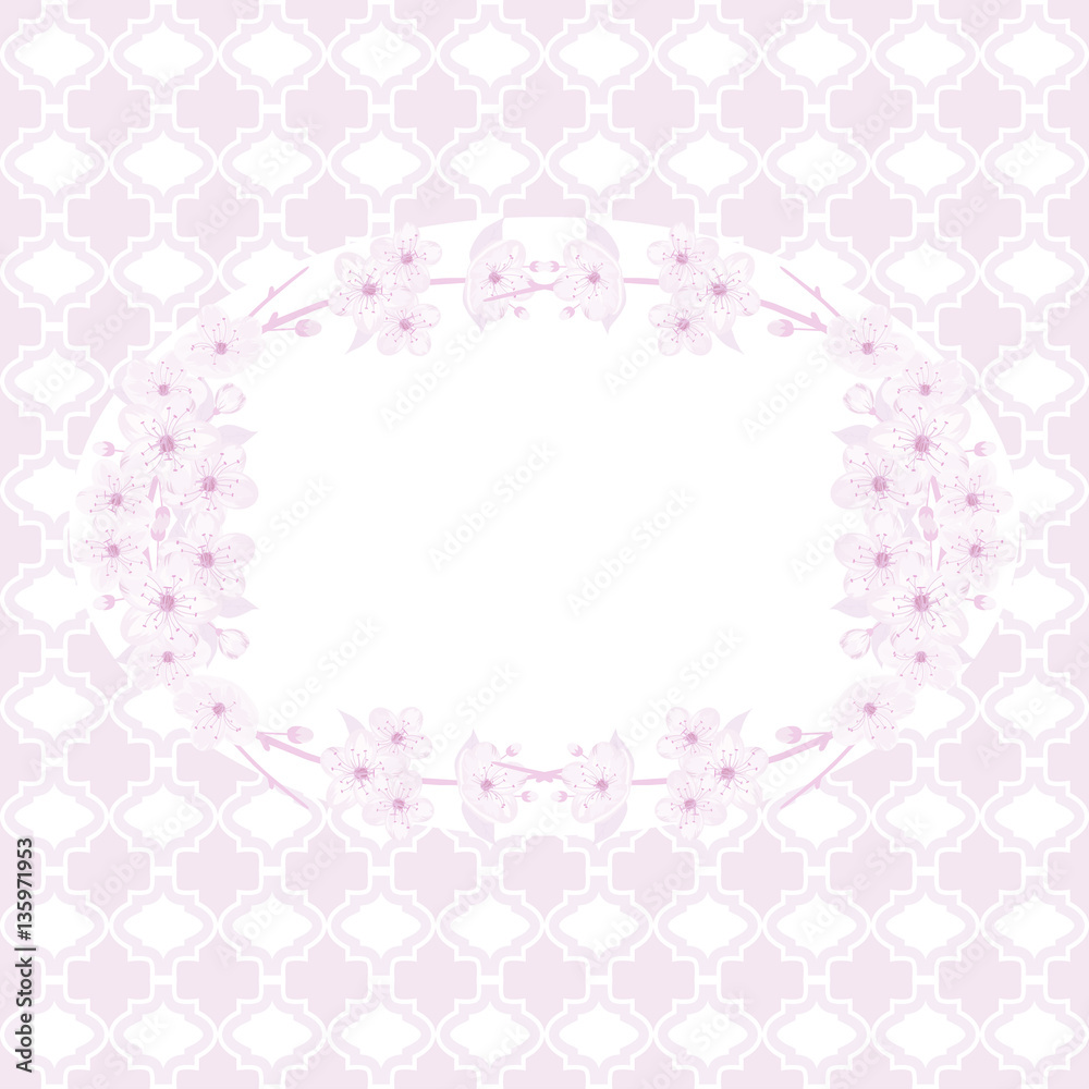 Card template with sakura blossom.Vector illustration. Card template with sakura blossom.Vector illustration.
