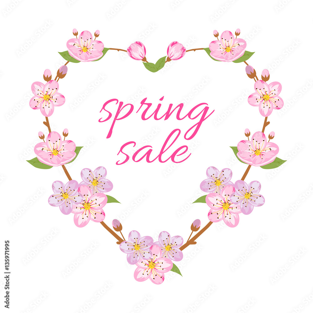 Spring sale illustration with text 