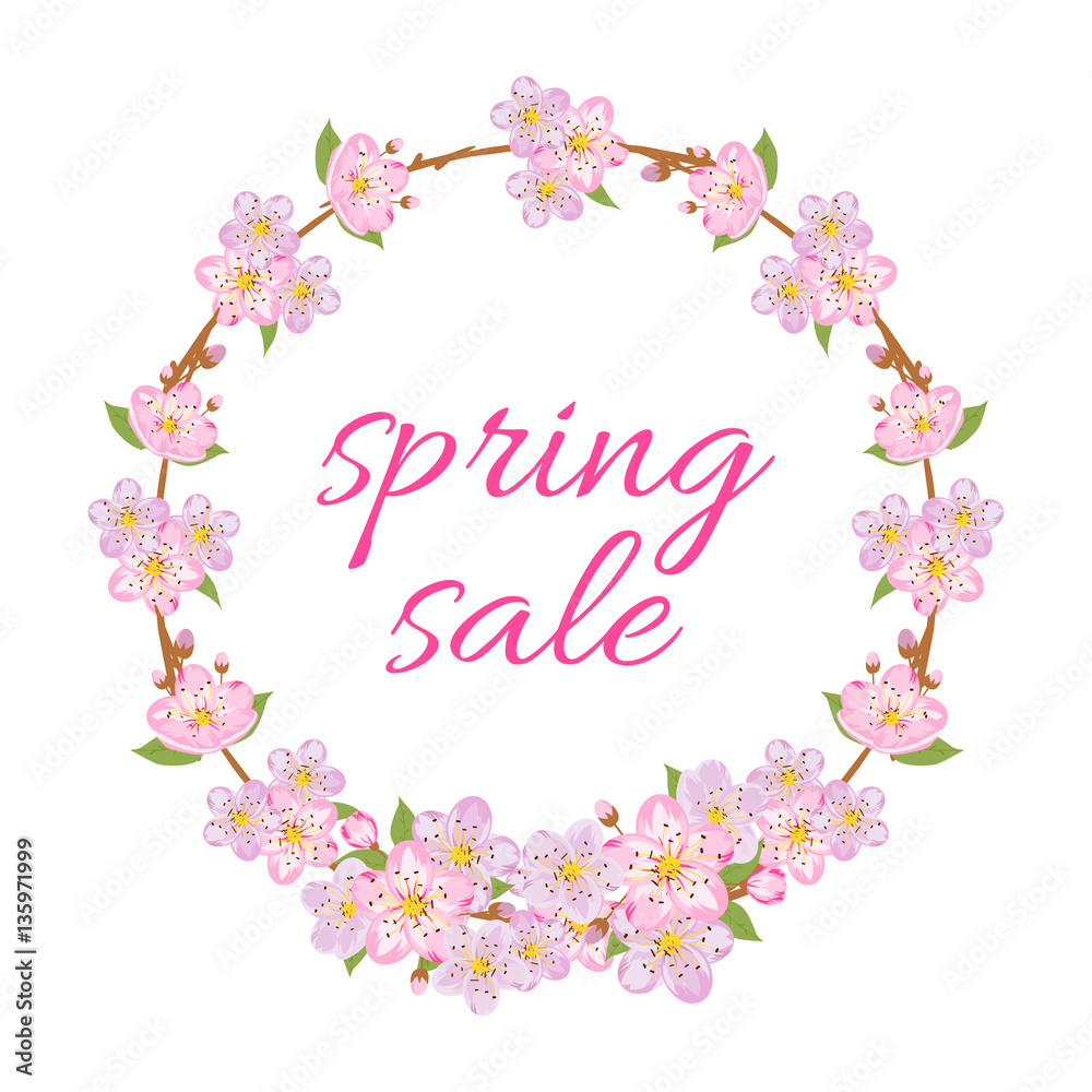 Spring sale illustration with text 