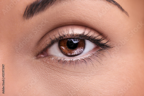 A beautiful insightful look brown woman's eye