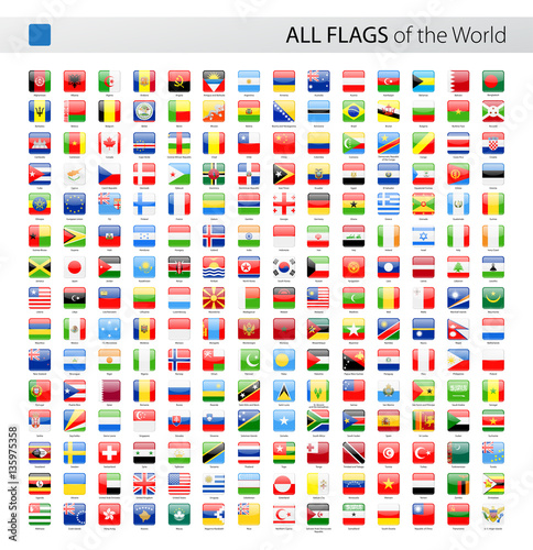 All World Square Glossy Vector Flags - Collection