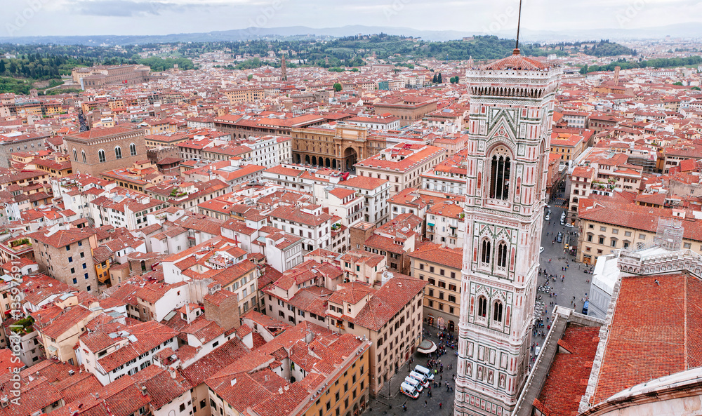 Giotto’s Campanile from top of Florence Duomo  