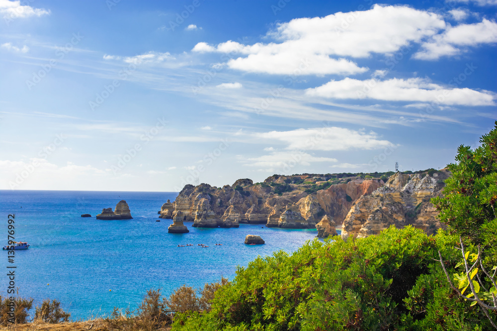beautiful seaview with cliffs of Praia da Rocha in Portimao beautiful seaview with cliffs of Praia da Rocha in Portimao
