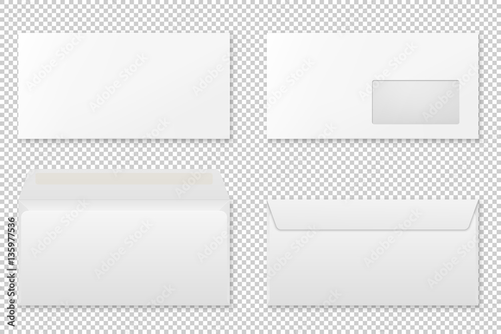 Blank realistic envelope set. Vector mockup.