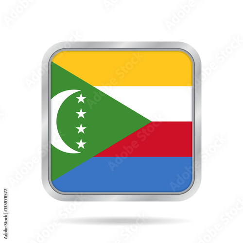 flag of Comoros, shiny metallic gray square button Free Download flag of Comoros, shiny metallic gray square button - GFXLoad