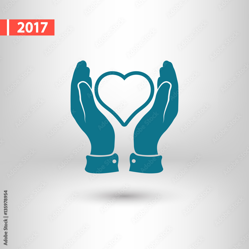 heart in hand icon, vector illustration. Flat design style heart in hand icon, vector illustration. Flat design style