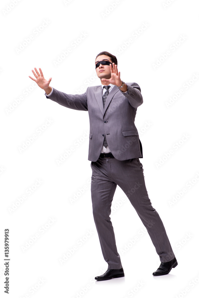 Blindfolded businessman isolated on white Blindfolded businessman isolated on white