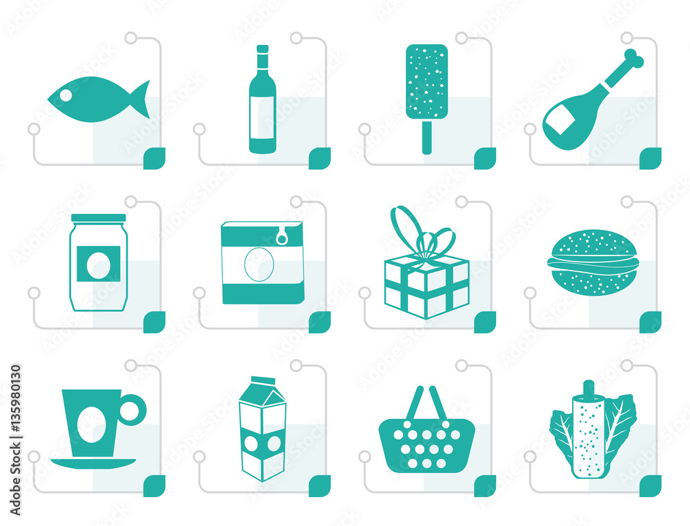Stylized Shop, food and drink icons 1 - vector icon set Stylized Shop, food and drink icons 1 - vector icon set