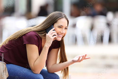 Happy girl calling on mobile phone Free Download Happy girl calling on mobile phone - GFXLoad