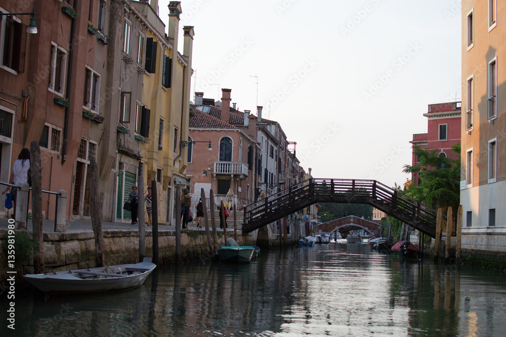 Canal in Venice, Bridge and buildings