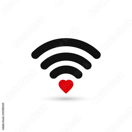 Heart wifi. Vector heart connect icon.