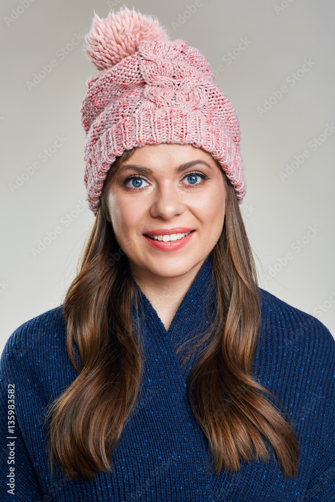 Face portrait of smiling girl with winter scarf. Face portrait of smiling girl with winter scarf.