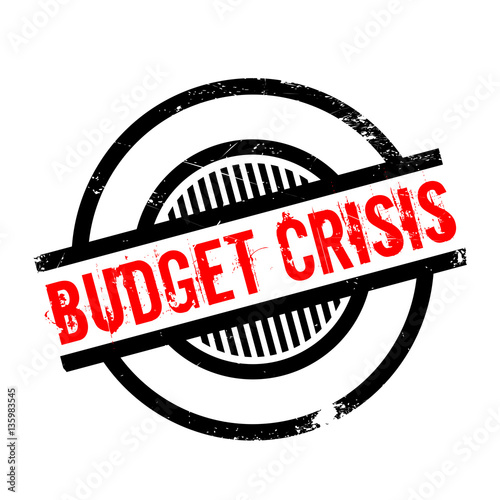 Budget Crisis rubber stamp. Grunge design with dust scratches. Effects can be easily removed for a clean, crisp look. Color is easily changed.