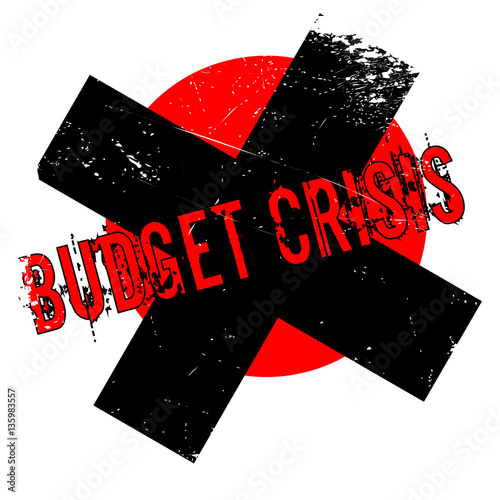 Budget Crisis rubber stamp. Grunge design with dust scratches. Effects can be easily removed for a clean, crisp look. Color is easily changed.
