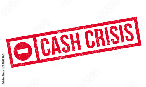 Cash Crisis rubber stamp. Grunge design with dust scratches. Effects can be easily removed for a clean, crisp look. Color is easily changed.
