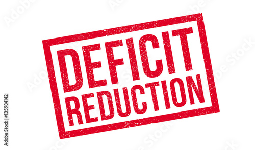 Deficit Reduction rubber stamp. Grunge design with dust scratches. Effects can be easily removed for a clean, crisp look. Color is easily changed.