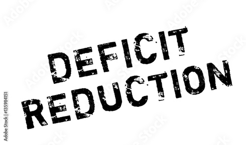Deficit Reduction rubber stamp. Grunge design with dust scratches. Effects can be easily removed for a clean, crisp look. Color is easily changed.
