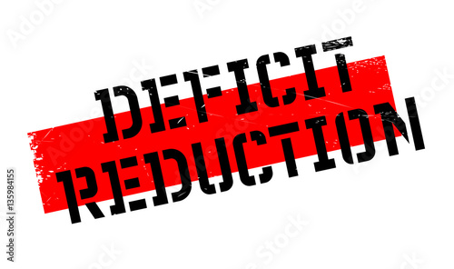 Deficit Reduction rubber stamp. Grunge design with dust scratches. Effects can be easily removed for a clean, crisp look. Color is easily changed.