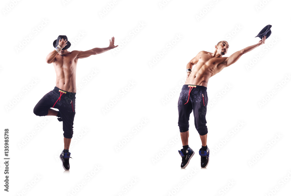Ripped dancer isolated on the white Ripped dancer isolated on the white