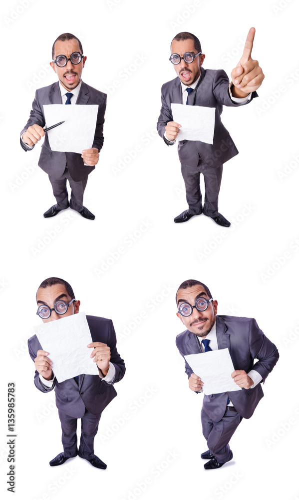 Funny businessman isolated on the white Funny businessman isolated on the white