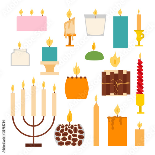 Vector candles romantic wax party decoration.
