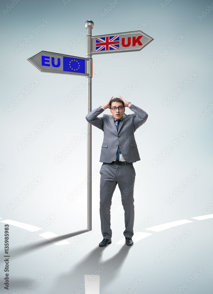 Businessman in Brexit concept - UK leaving EU