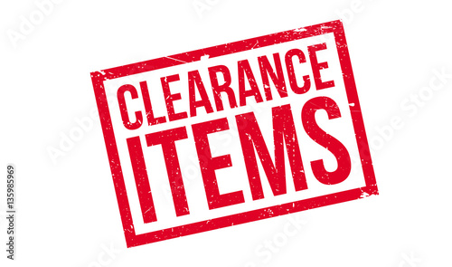 Clearance Items rubber stamp. Grunge design with dust scratches. Effects can be easily removed for a clean, crisp look. Color is easily changed.