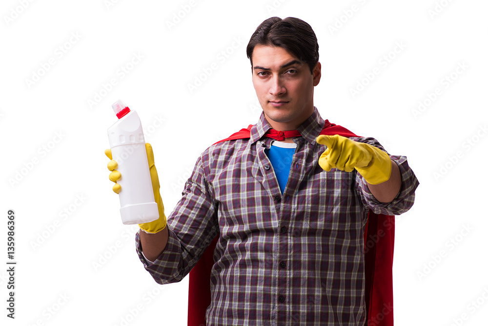 Super hero cleaner isolated on white Super hero cleaner isolated on white