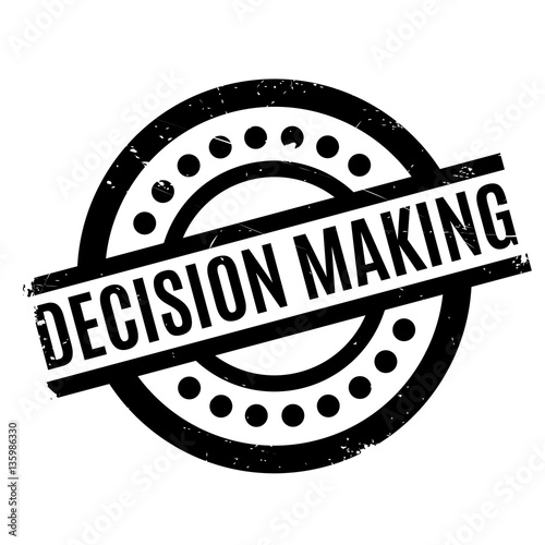 Decision Making rubber stamp. Grunge design with dust scratches. Effects can be easily removed for a clean, crisp look. Color is easily changed.